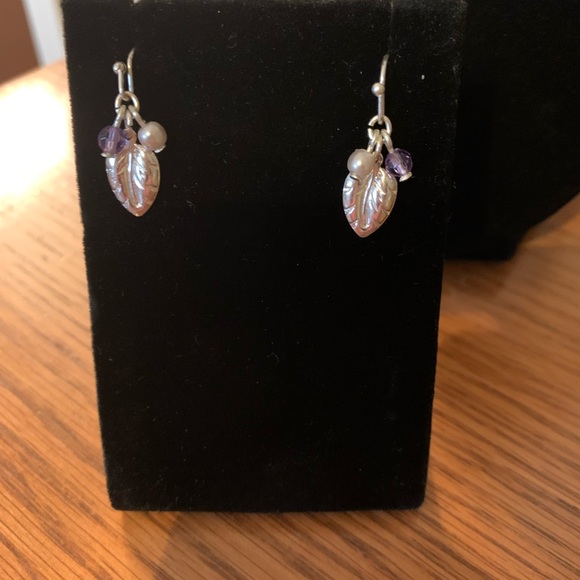 Feather Beaded Earrings & Necklace Set, NWOT, Never Worn, Purple and Silver - Picture 7 of 15